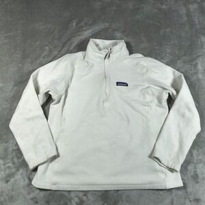 Patagonia Sweatshirt Womens Large White Micro D Pullover Fleece Quarter Zip Hike